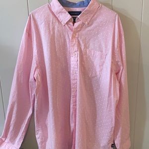 Men’s pink&white polka dot Crown& ivy button down